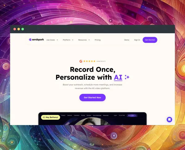 Screenshot of Sendspark dashboard with custom domain settings
